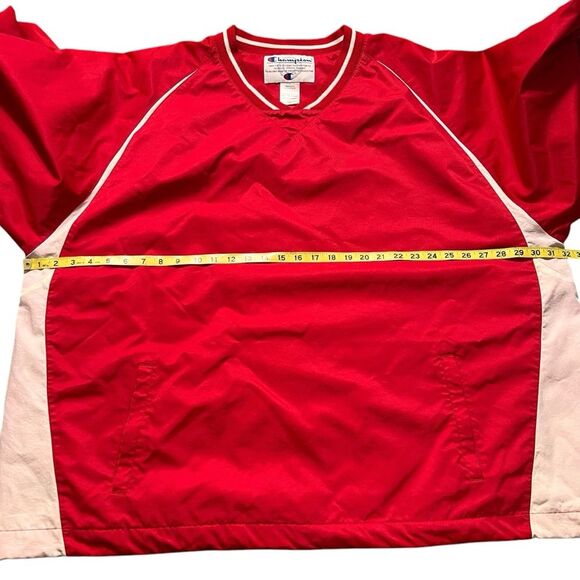 Champion Logo Scout Red Pullover Windbreaker Jacket Men’s 3XL V Neck B2410 - Picture 8 of 12